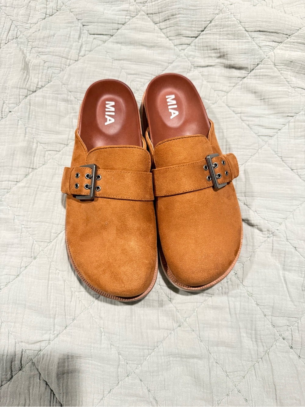MIA Suede Buckle Mule in Rust - Picture 3 of 3